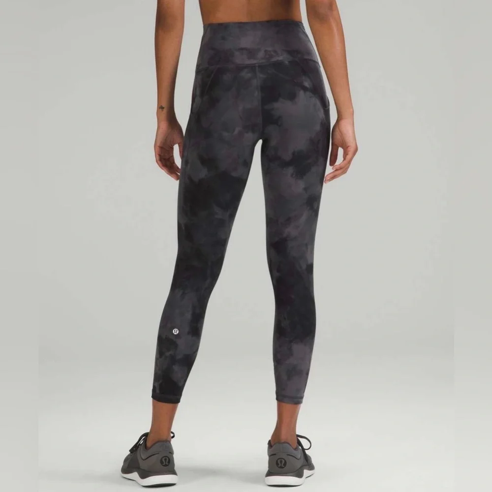 Lululemon Tie Dye Leggings Gray Black Size 4 High Rise Athletic